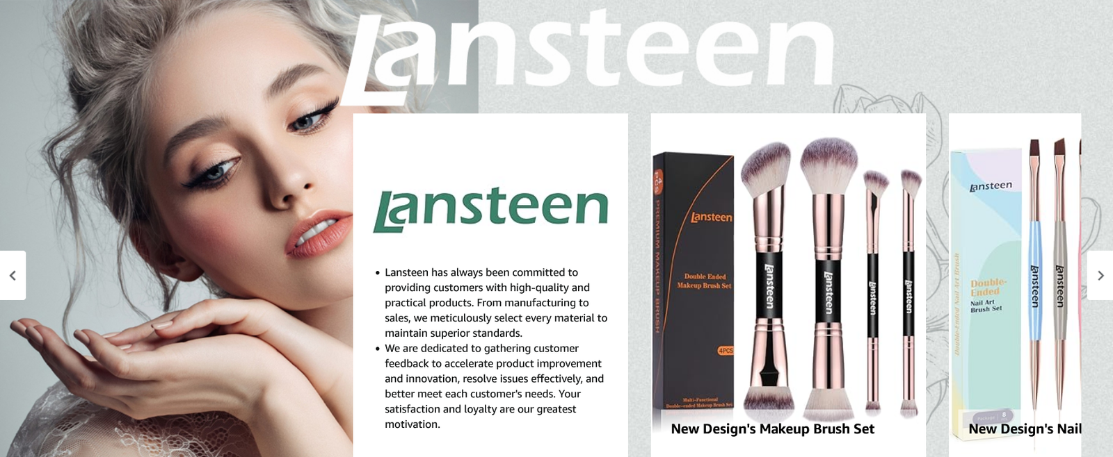 Lansteen Makeup Brushes Set 4PCS Dual