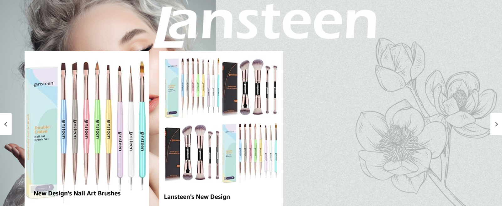 Lansteen Makeup Brushes Set 4PCS Dual Ended Foundation